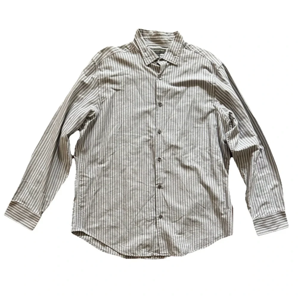 Banana Republic Button Up Mens XXL Multicolor Excellent Striped‎ Slim Fit Cotton